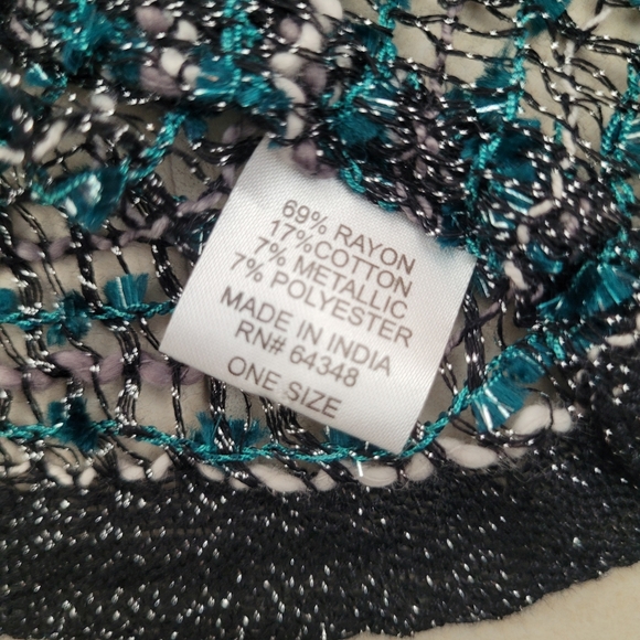 Turquoise, Gray, White & Black Infinity Scarf - Picture 6 of 6